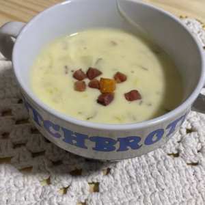 Creme de alho poró e bacon